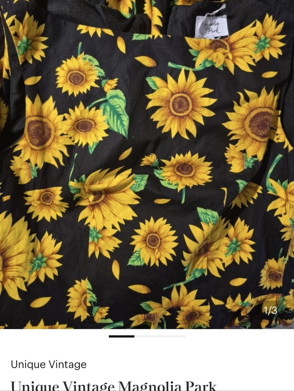 Unique Vintage Magnolia Park Sunflower Dress Yellow BLACK Fit Flare Swing Circle